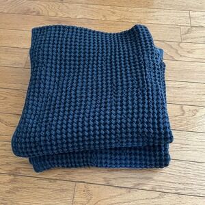 Onsen X Huckberry Set 2 Navy Waffle Weave Supima Cotton Bath Towels Blue Luxury